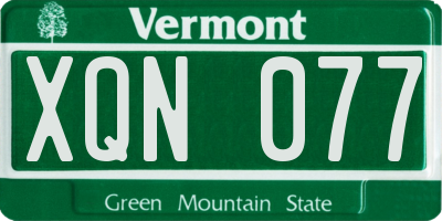 VT license plate XQN077