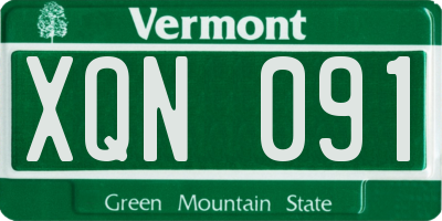VT license plate XQN091
