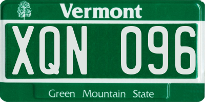 VT license plate XQN096