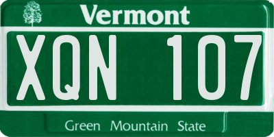 VT license plate XQN107