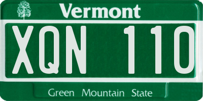 VT license plate XQN110