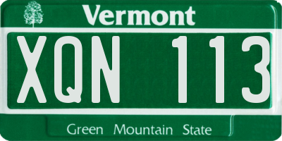 VT license plate XQN113