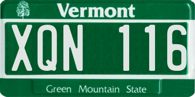 VT license plate XQN116