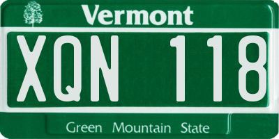VT license plate XQN118