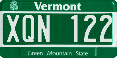VT license plate XQN122