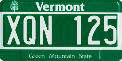 VT license plate XQN125