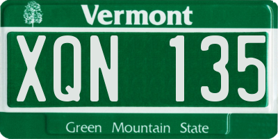 VT license plate XQN135