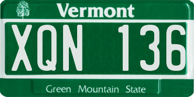 VT license plate XQN136