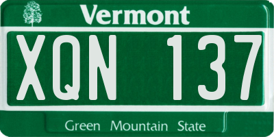 VT license plate XQN137
