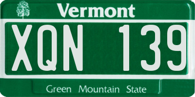 VT license plate XQN139