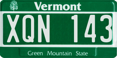 VT license plate XQN143