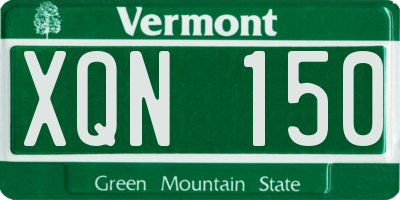 VT license plate XQN150