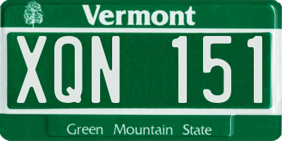 VT license plate XQN151