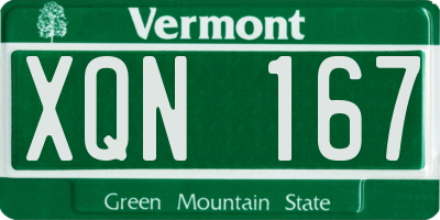 VT license plate XQN167