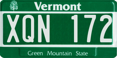 VT license plate XQN172