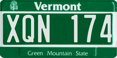 VT license plate XQN174
