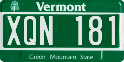 VT license plate XQN181