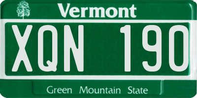 VT license plate XQN190