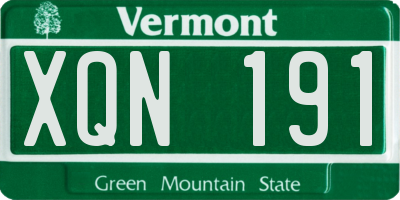VT license plate XQN191