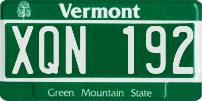 VT license plate XQN192