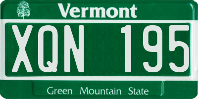 VT license plate XQN195