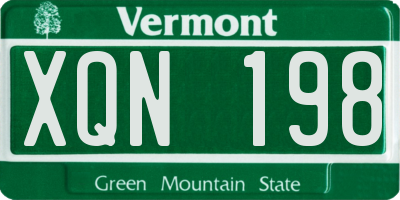 VT license plate XQN198