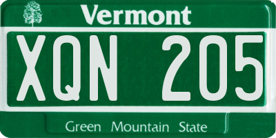 VT license plate XQN205