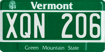 VT license plate XQN206