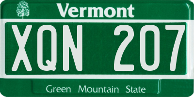 VT license plate XQN207