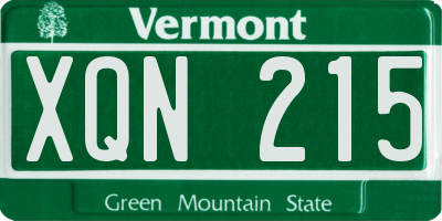 VT license plate XQN215