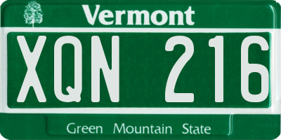VT license plate XQN216