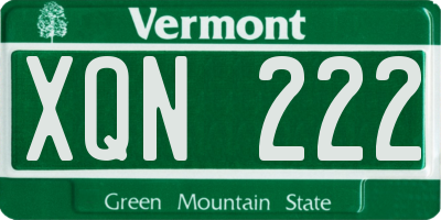 VT license plate XQN222