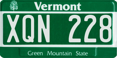VT license plate XQN228