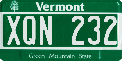 VT license plate XQN232