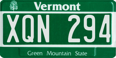 VT license plate XQN294