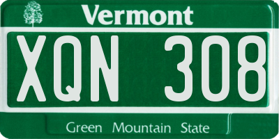 VT license plate XQN308