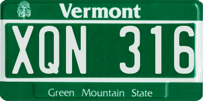VT license plate XQN316
