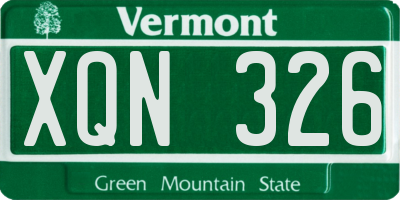 VT license plate XQN326