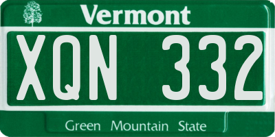 VT license plate XQN332
