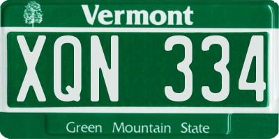 VT license plate XQN334