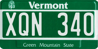 VT license plate XQN340