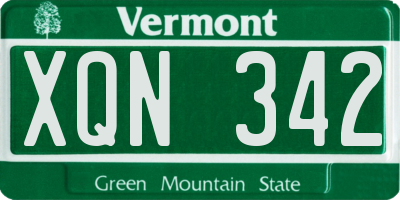 VT license plate XQN342