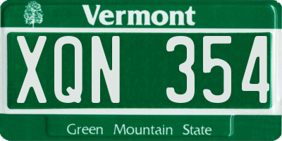 VT license plate XQN354