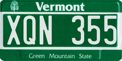 VT license plate XQN355