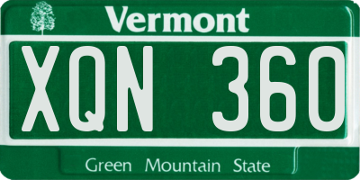 VT license plate XQN360