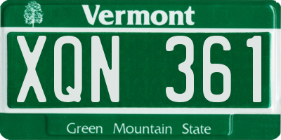 VT license plate XQN361