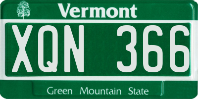 VT license plate XQN366