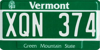 VT license plate XQN374