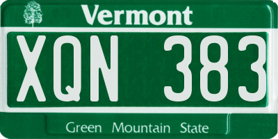 VT license plate XQN383