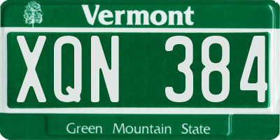 VT license plate XQN384